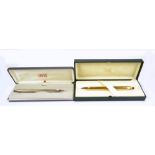 CROSS; a sterling silver cased ballpoint pen and a rolled gold pencil, both boxed (2).