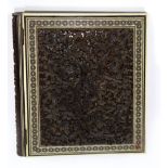 A late 19th century Anglo-Indian Vizagapatam micromosaic decorated book cover,