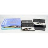 PARKER; a black Sonnet fountain and ballpoint pen set, the former with nib stamped '18k 750',