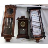 A circa 1900 walnut and ebonised wall clock case for Vienna type clock,