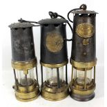 A Marsaut type safety lamp with oval plaque inscribed 'John Davis & Son (Derby) Ltd,