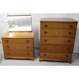 A retro Beithcraft of Scotland five drawer inlaid chest of drawers on plinth base, 79 x 104cm,