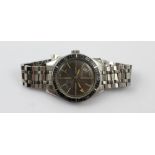 Favre-Leuba; a vintage gentlemen's stainless steel automatic divers' calendar bracelet watch,