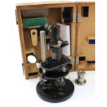 A Karl Zeiss Jena c 1930 wooden cased comparison spectroscope finished in black lacquer and