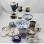 A selection of 19th century and later ceramics to include two Gaudy Welsh cups and saucers,