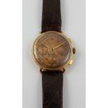 Tavannes; a vintage gentlemen's 18ct gold manual-wind chronograph wristwatch with down-turned lugs,
