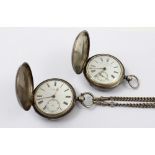 Two Thomas Russell silver full hunter fob watches,