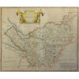 A Robert Morden hand-coloured map of the County Palatine Chester, first published c1695,