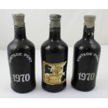 Three bottles of Quintas Das Carvalhas 1970 vintage port (3).