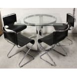 WITHDRAWN: A modern chrome and glass circular dining table, diameter 100cm,