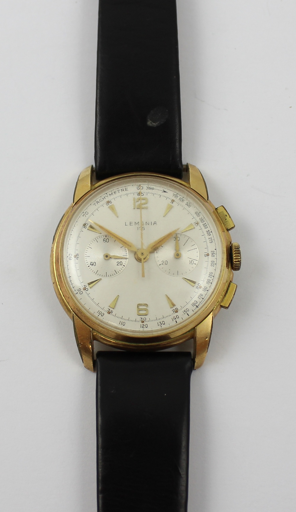 Lemania; a vintage gentlemen's gold-plated and stainless steel manual-wind chronograph wristwatch,