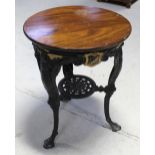 A cast iron Britannia table by T J Griffiths of Liverpool, with a later top, diameter 61cm.