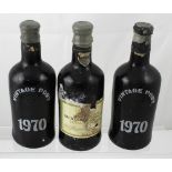 Three bottles of Quintas Das Carvalhas 1970 vintage port (3).