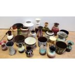 A collection of predominantly West German pottery to include a pinched vase,