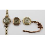 Three early-to-mid 20th century gold wristwatches,