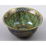 A Daisy Makeig-Jones for Wedgwood small dragon lustre bowl in blues and greens,