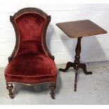 A Victorian mahogany rectangular snap-top occasional table on tripartite pedestal base, height 71cm,