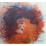 UNATTRIBUTED; a c 1980s mixed media, portrait of a young woman, indistinctly signed lower right,