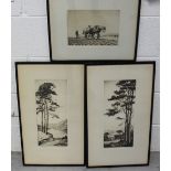 Harold Thornton (1892-1958); three dry point etchings, to include 'The Pass of Brander,