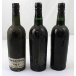 Two bottles of Croft vintage port 1963, and a bottle of Cockburns 1963 vintage port (3).