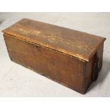 A late 18th/early 19th century American seaman's chest with wood and rope handles to either side,