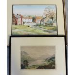 UNATTRIBUTED; watercolour, landscape depicting a rural village scene with pub,