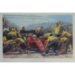Alan Fearnley; a signed limited edition print,'Mansell's Debut Victory For Ferrari',
