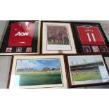 Two Manchester United signed football shirts for Wayne Rooney and Ryan Giggs, both 80 x 59cm,