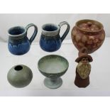 A small quantity of studio ceramics to include a Conwy Pottery stem cup, a similar stoneware vase,