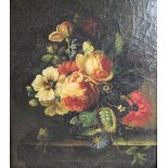 A 20th century decorative still life picture of a vase and flora,