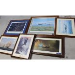 Seven maritime and aviation related prints to include a signed limited edition no.