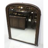 A Victorian simulated walnut over mantel mirror, width 86cm.