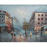 BURNETT (20/21st century); oil on canvas, Parisian street scene, signed lower right, 49 x 59cm,