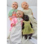A collection of mainly composite head dolls to include an Armand Marseille black doll no.