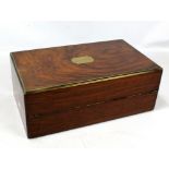 A Victorian walnut and brass bound writing slope,