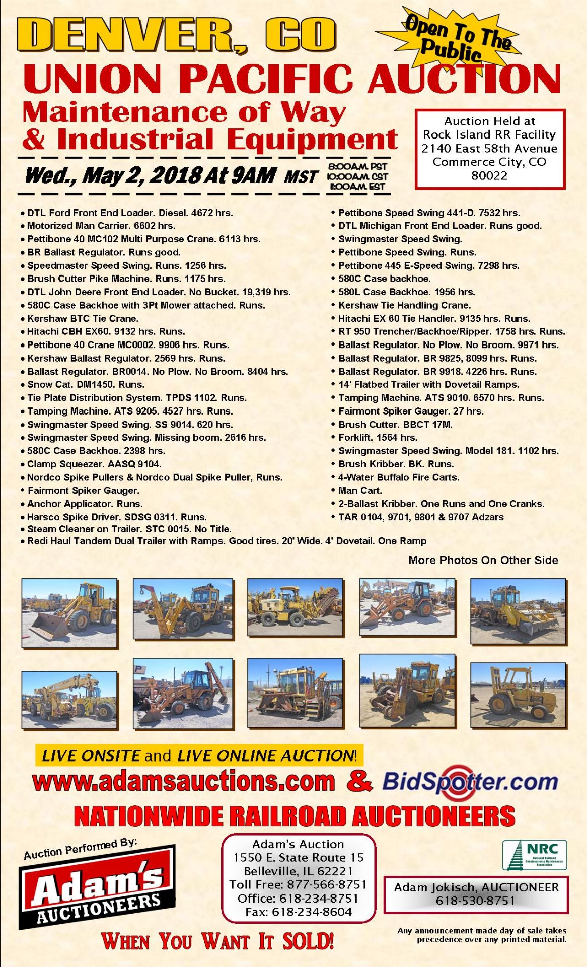 UNION PACIFIC MOW & INDUSTRIAL EQUIPMENT PUBLIC AUCTION