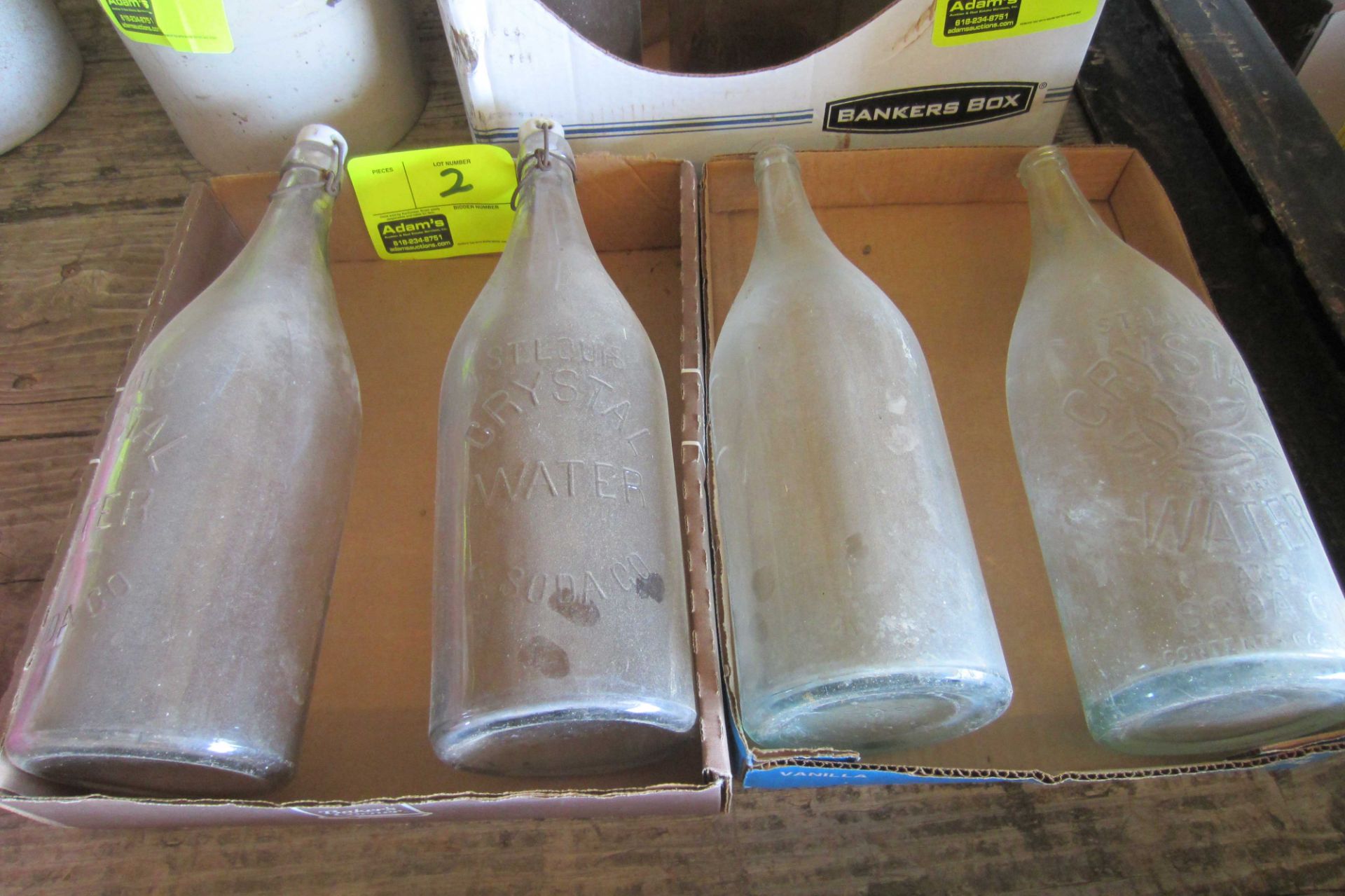 4 Glass Bottles (St. Louis Crystal Water)