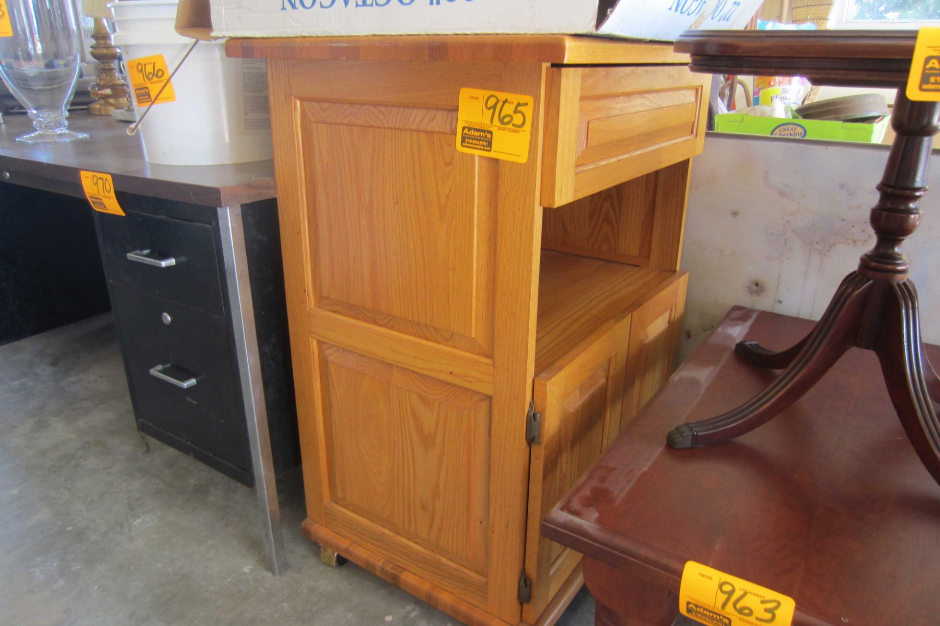 Oak Kitchen Cabinet on Rollers