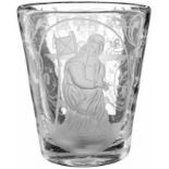 Becher "St. Anna"18. Jh. Farbloses Glas. Fein gravierter Régencedekor. In ovaler Reserve Darstellung