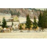 Schweizer Albert1885 Bärenwil - 1948 Liestal"Winterlandschaft". Oel auf grober Leinwand. Unten