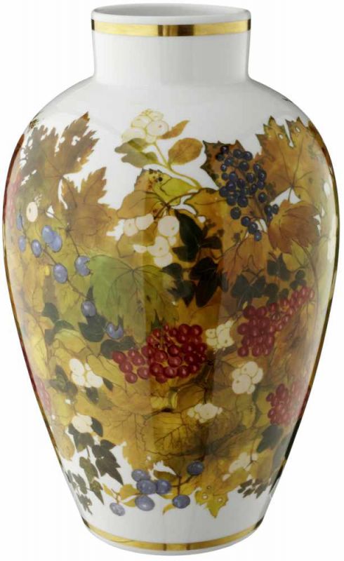 Vase "Herbstlaub"Nymphenburg Mitte 20. Jh. Entwurf Rudolf Sieck. Porzellanvase mit umlaufender,