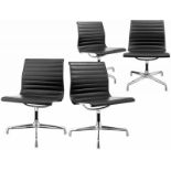 4 Drehstühle "EAG 101"Entwurf 50-er Jahre Charles & Ray Eames für Herman Miller. Poliertes