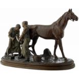 Drouot Edouard1859 Sommevoire - 1945 Paris"Hufschmied bei der Arbeit". Bronzeskulptur, patiniert und