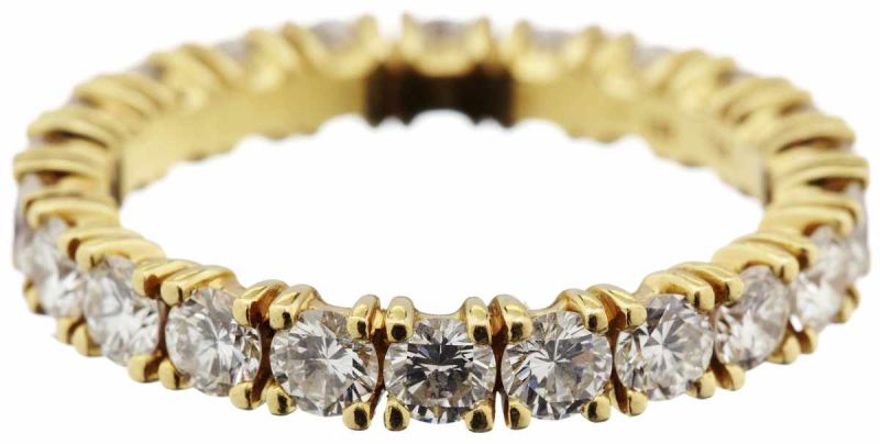 Diamant-Alliance-RingGelbgold 750. 40 Brillanten, zusammen ca. 1.40 ct. Ringgrösse 48. 5.3 g.