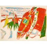 Carigiet Alois1902 - 1985 Truns"St. Moritz mit rotem Pferd". Farblithografie auf Büttenpapier.