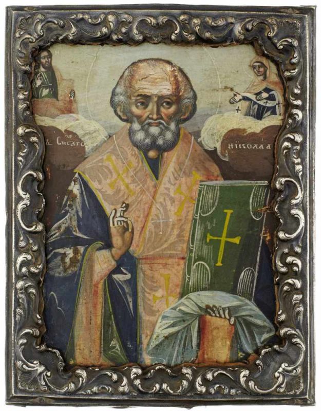 2 IkonenRussland 19. Jh. "Heiliger Nikolaus" und "Heilige Prokopis und Panteleimon". - Image 2 of 6