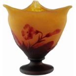 Vase "Daum"Nancy Anfang 20. Jh. Daum Frères. Farbloses Glas mit oranger Pulvereinschmelzung und