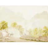Juillerat Jacques-Henri1777 Moutier - 1860 Bern"Dorfstrasse in Meiringen". Aquarell über Bleistift
