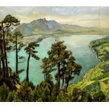 Munzinger Hans1877 Sennfeld - 1953 Olten"Blick auf See". Oel auf Leinwand. Unten rechts signiert.