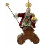 Christkind19. Jh. Holzgeschnitzte Jesuskindfigur mit beweglichen Armen. Farbig gefasst und